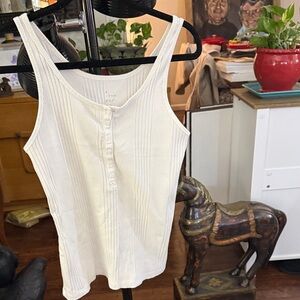 a new day White Ribbed Henley Camisole Tank